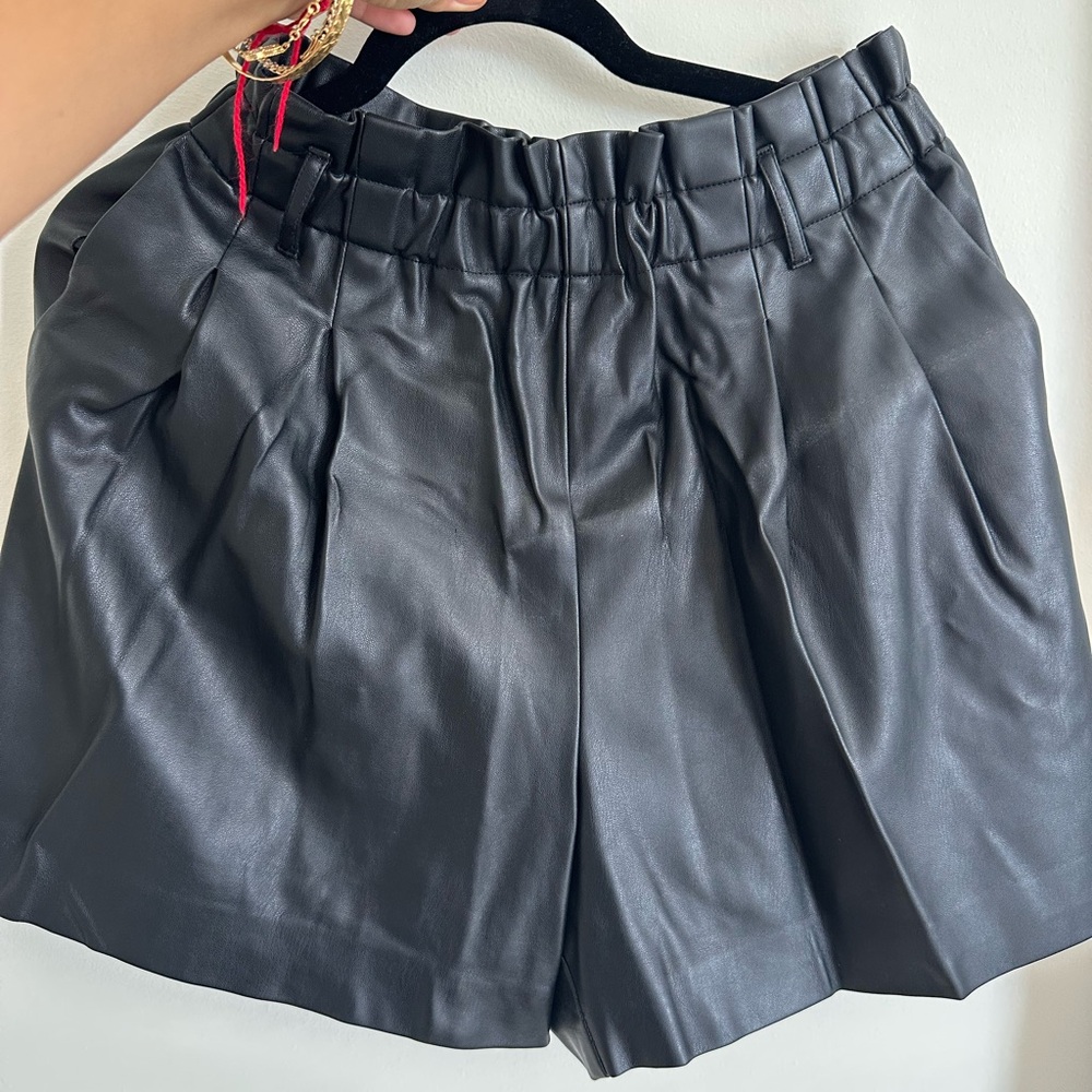 Black Leather Women's Shorts